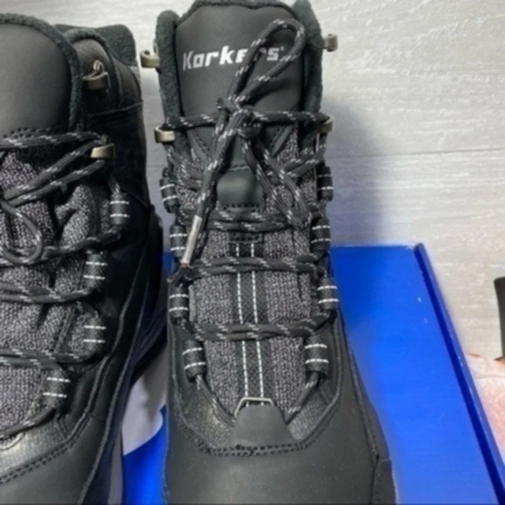 New Korkers Snowmageddon Boots size 9.5 color Black/Gray